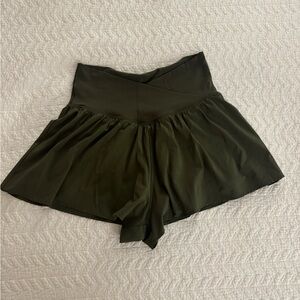 Aerie Green Athletic Shorts High-Rise Flowy Design